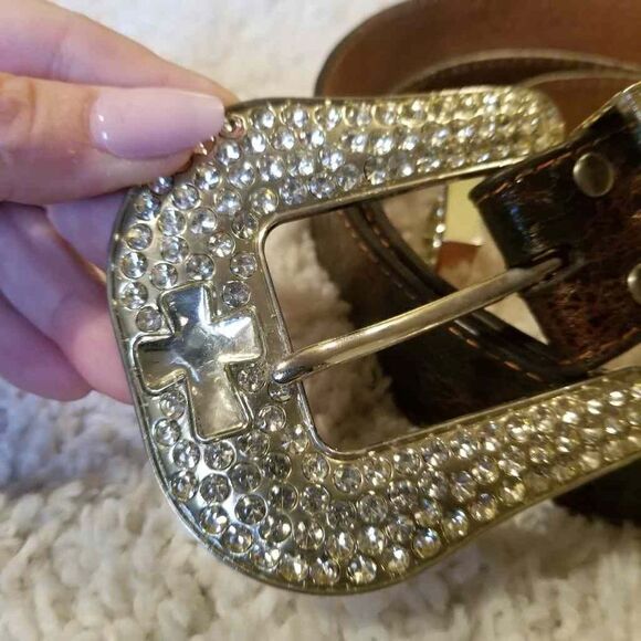 Nocona Rhinestone Buckle Brown Belt L main image 7